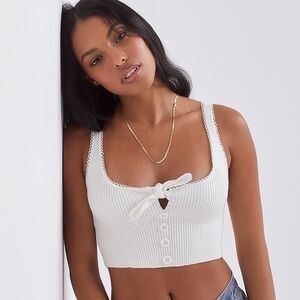 For Love And Lemons Pointelle Tank Top White Small